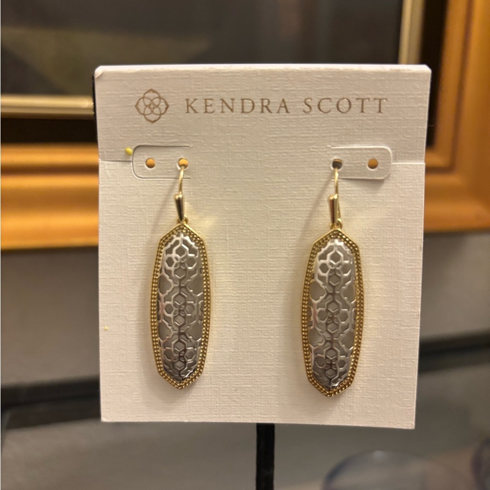 Kendra Scott Gold and Silver Textured Earrings - Picture 4 of 5